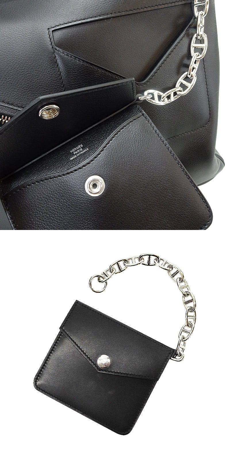 [Pre-loved] HERMES Handbag Haut a Courroies 40 Rock Noir (Black) Ever Grain Silver HW Stamp W[LIKE NEW][Authentic]