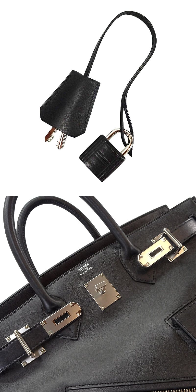 [Pre-loved] HERMES Handbag Haut a Courroies 40 Rock Noir (Black) Ever Grain Silver HW Stamp W[LIKE NEW][Authentic]