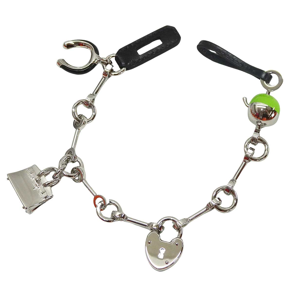 2026SS HERMES bag charm Bijou de Sac charm Horseshoe Cadena Birkin Noir (Black)/Apple Granny Box Calf/Lacquer Silver HW[BRAND NEW][Authentic]