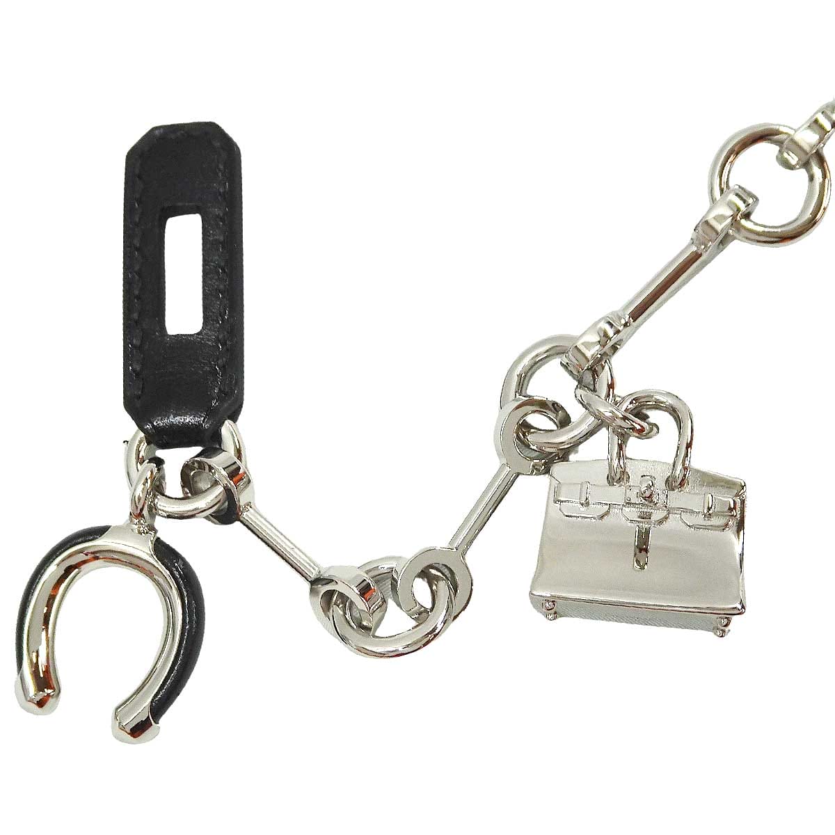 2026SS HERMES bag charm Bijou de Sac charm Horseshoe Cadena Birkin Noir (Black)/Apple Granny Box Calf/Lacquer Silver HW[BRAND NEW][Authentic]
