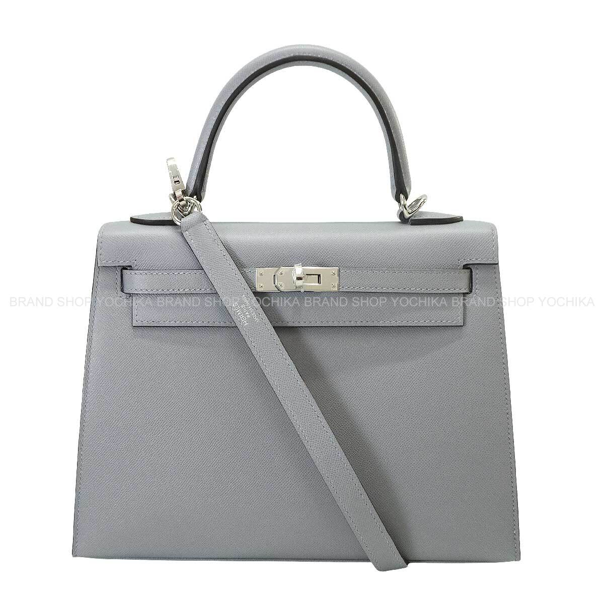 HERMES Shoulder bag Kelly25 Sellier Gris Pantin Veau Madame Silver HW Stamp K[BRAND NEW][Authentic]