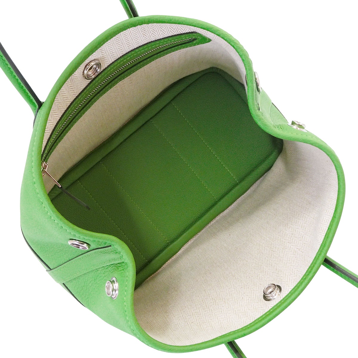 HERMES Handbag Neo Garden Party 23 Vert Yucca Veau Negonda Silver HW Stamp K[BRAND NEW][Authentic]