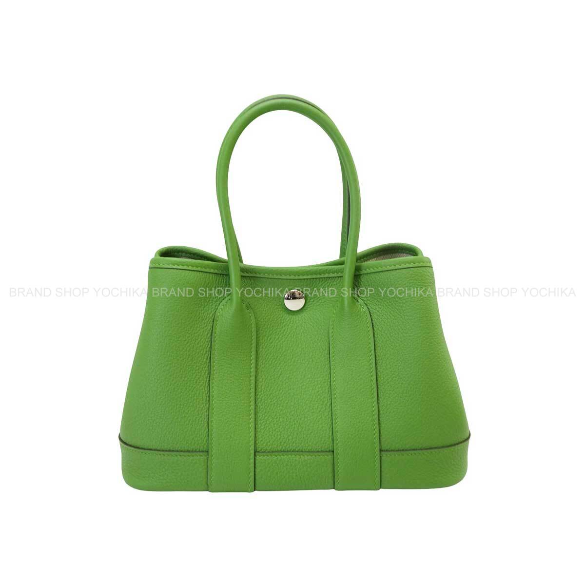 HERMES Handbag Neo Garden Party 23 Vert Yucca Veau Negonda Silver HW Stamp K[BRAND NEW][Authentic]