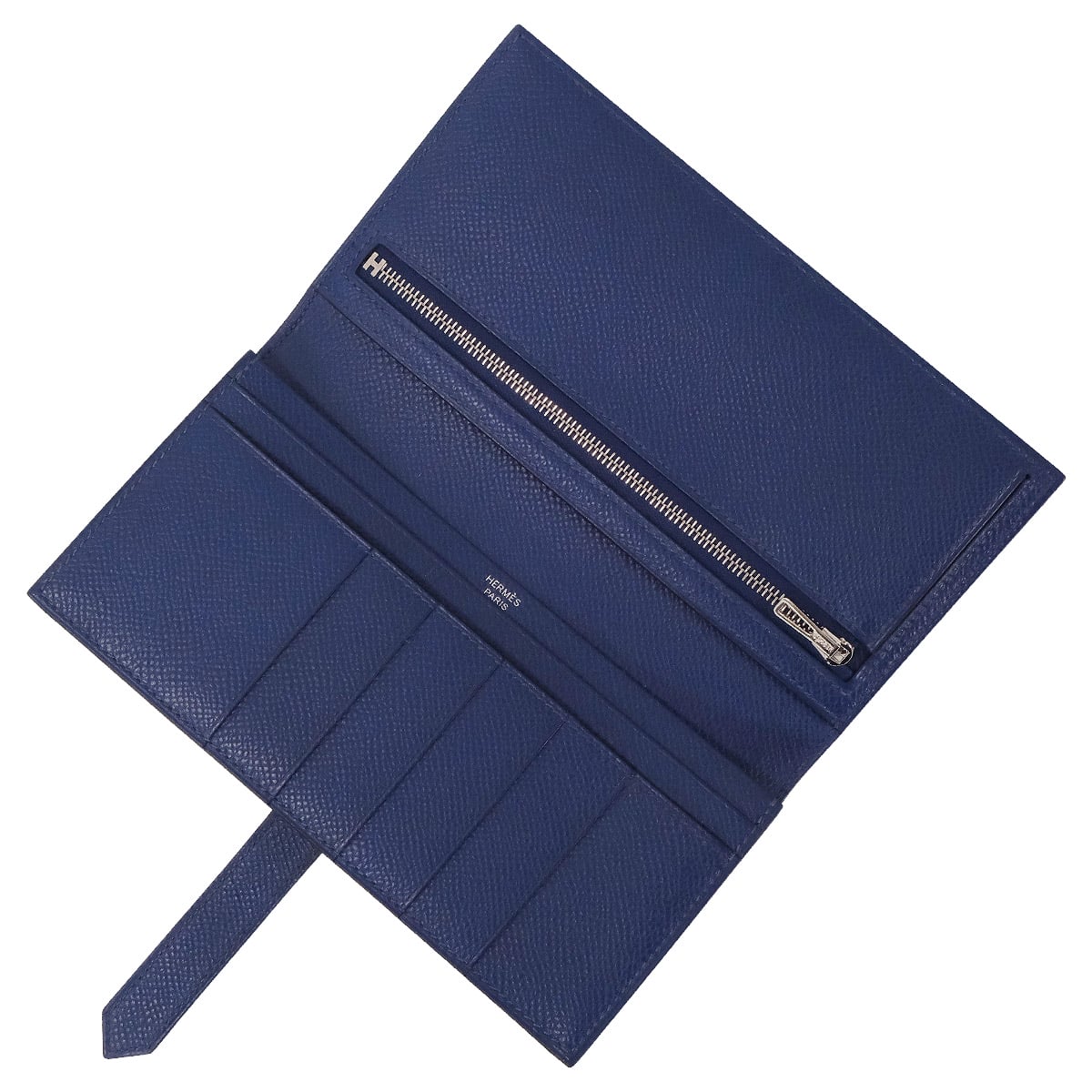 HERMES long wallet Bearn Soufflet Blue Navy Veau Epsom Silver HW Stamp K[BRAND NEW][Authentic]