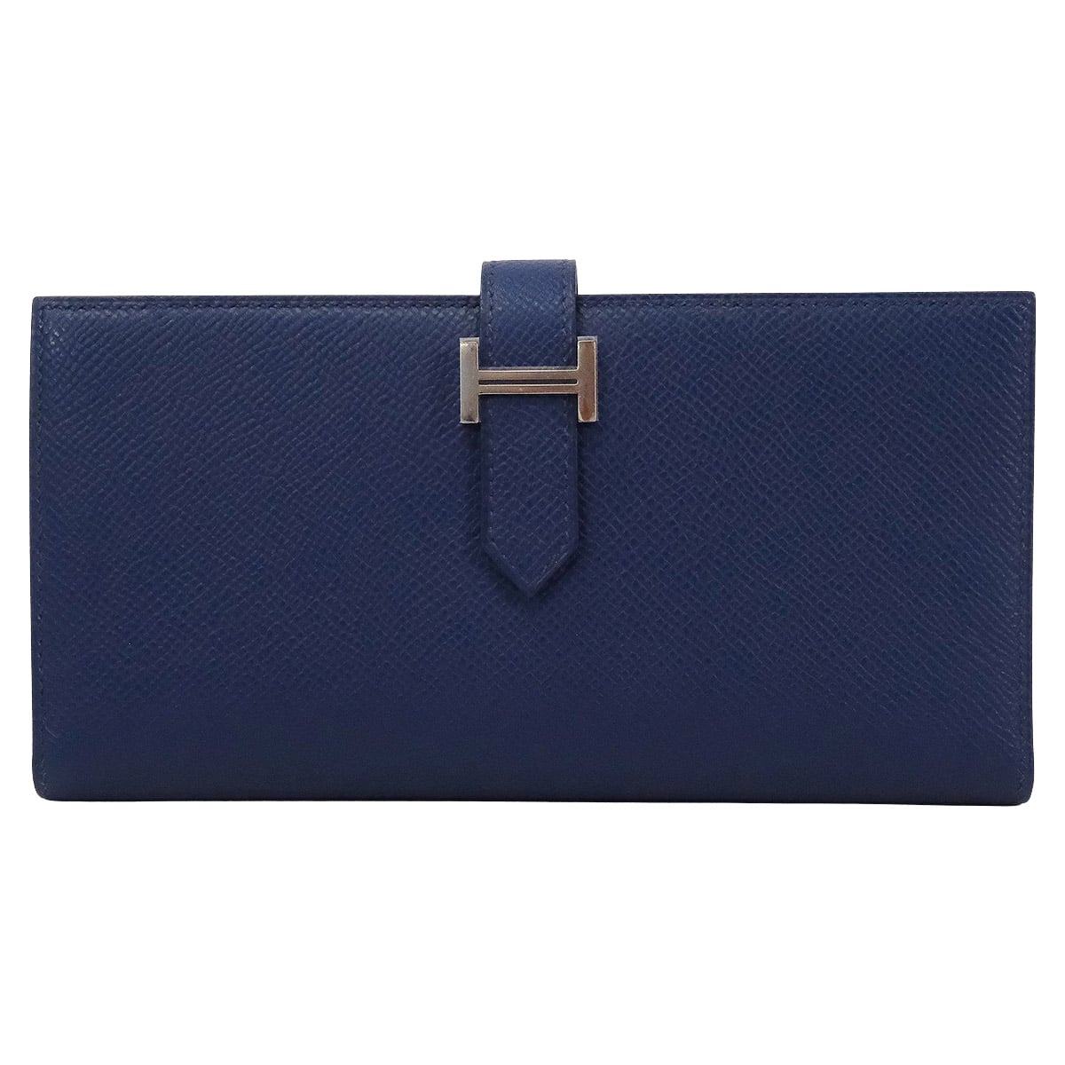 HERMES long wallet Bearn Soufflet Blue Navy Veau Epsom Silver HW Stamp K[BRAND NEW][Authentic]