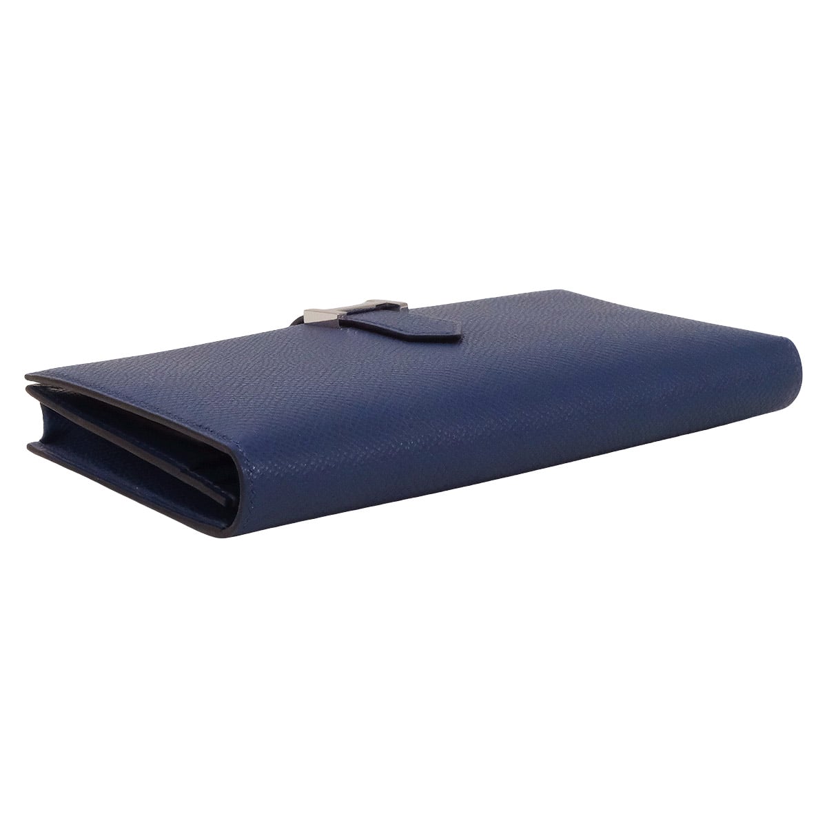HERMES long wallet Bearn Soufflet Blue Navy Veau Epsom Silver HW Stamp K[BRAND NEW][Authentic]