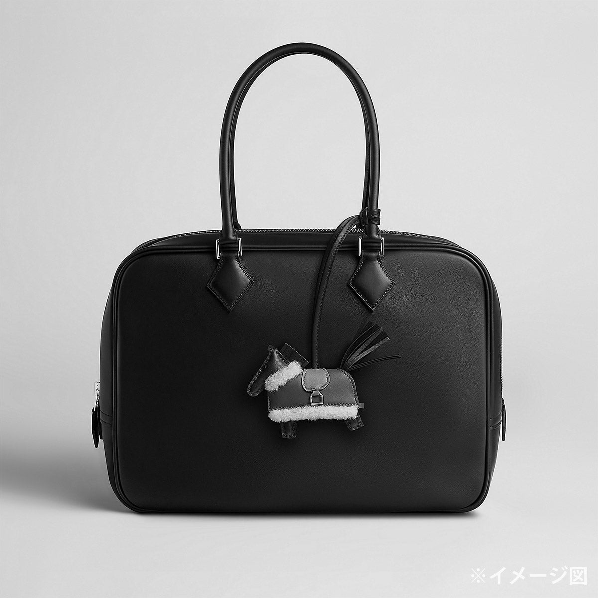 HERMES bag charm Rodeo Robeo Plush PMTail/Paille/Black/Ecru Agneau Milo/Veau Swift Silver HW Stamp G[BRAND NEW][Authentic]