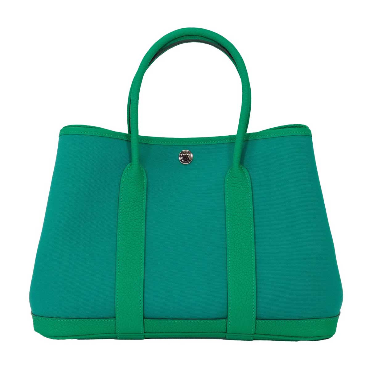 HERMES tote bag Garden Party 30 TPM Verso Vert Veronese/Menthe (Mint) Toile officier/Veau Negonda Silver HW Stamp W[EXCELLENT][Authentic]
