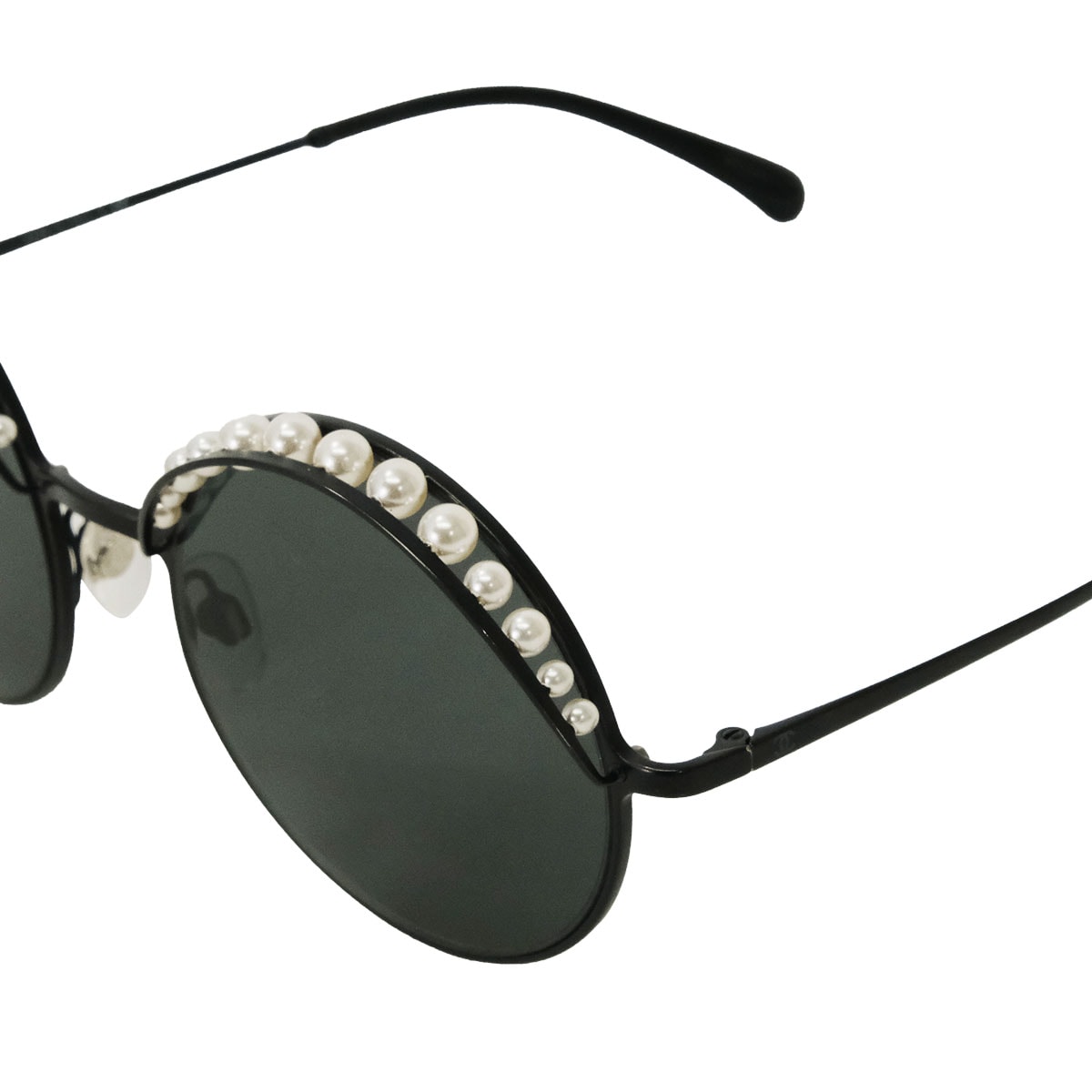 CHANEL sunglass Round Shape Eyewear Pearl Motif Noir (Black) 4234H[EXCELLENT][Authentic]