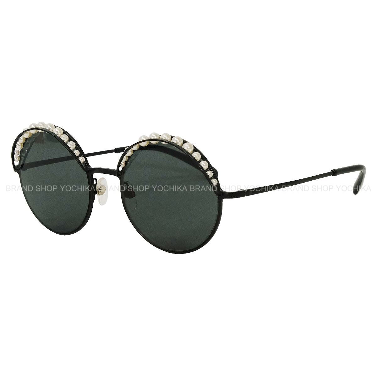 CHANEL sunglass Round Shape Eyewear Pearl Motif Noir (Black) 4234H[EXCELLENT][Authentic]