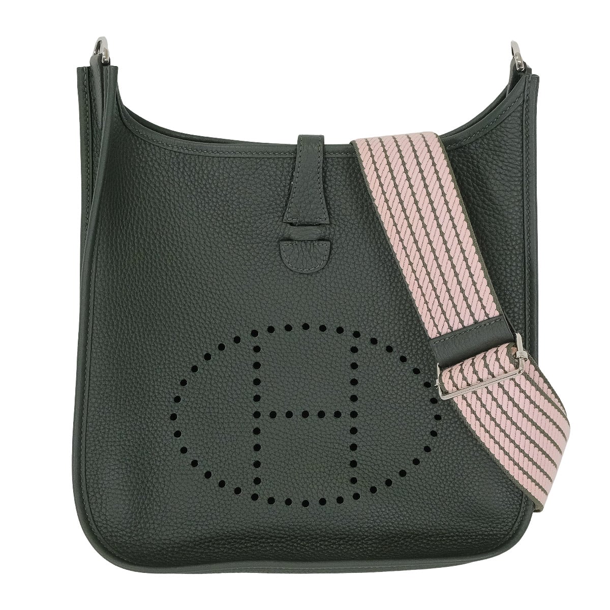 HERMES Shoulder bag Evelyne 29 PM Evelyne 3 Sangle Cordage Vert Mangrove/Rose Sakura Taurillon Clemence Silver HW Stamp K[EXCELLENT][Authentic]
