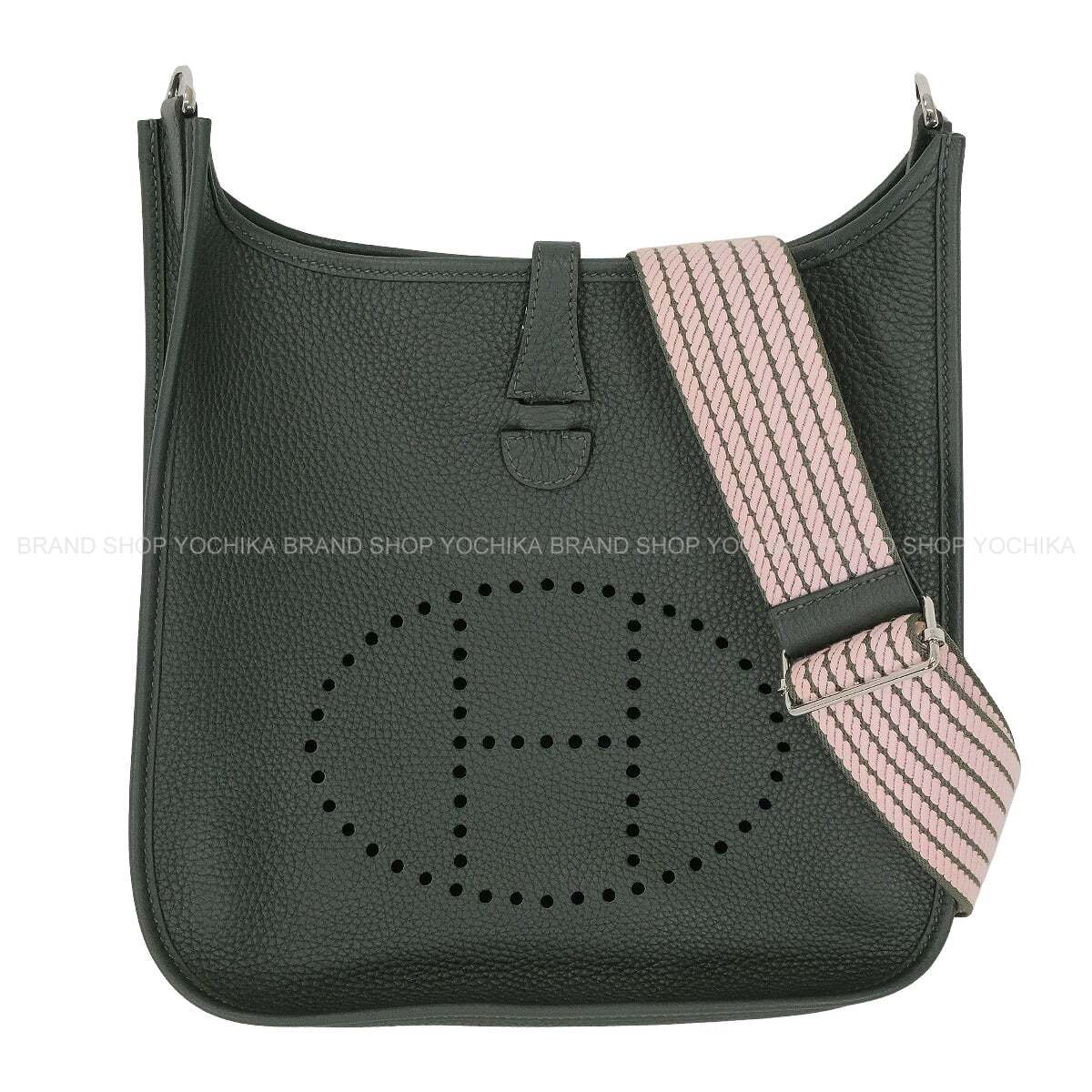 HERMES Shoulder bag Evelyne 29 PM Evelyne 3 Sangle Cordage Vert Mangrove/Rose Sakura Taurillon Clemence Silver HW Stamp K[EXCELLENT][Authentic]