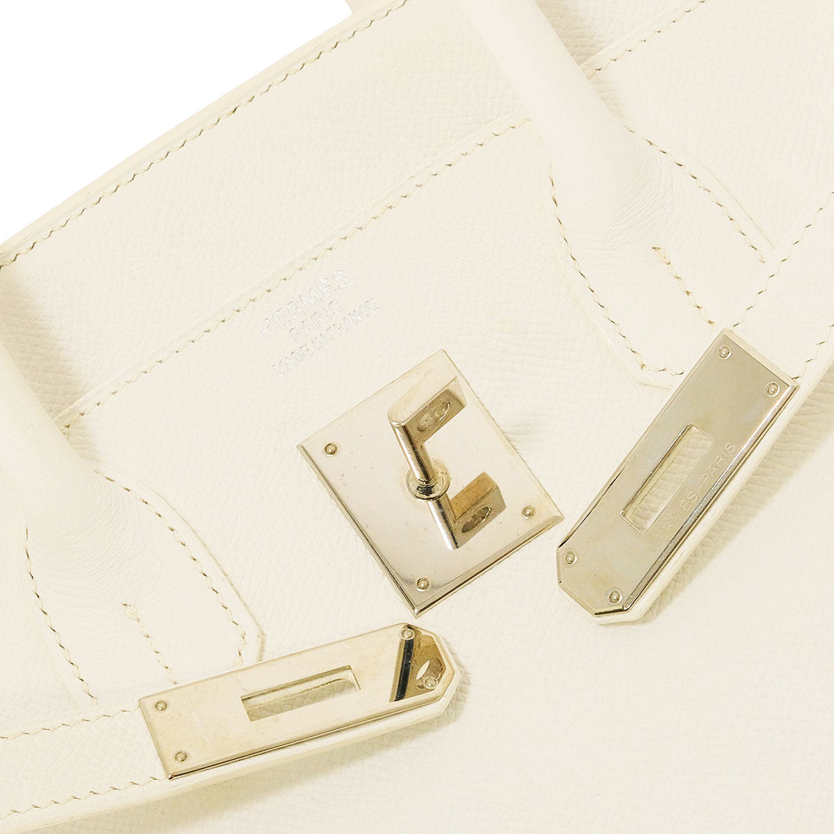 [Pre-loved] HERMES Handbag Haut a Courroies 32 Blanc (White) Veau Epsom Silver HW Stamp □L[USED A][Authentic]