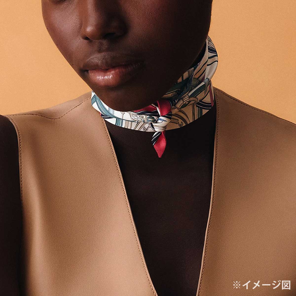 HERMES scarf Twilly Harnais Legendaire Blanc (White)/Bleu Jean/Bois de Rose (Rose Wood) Silk100%[BRAND NEW][Authentic]