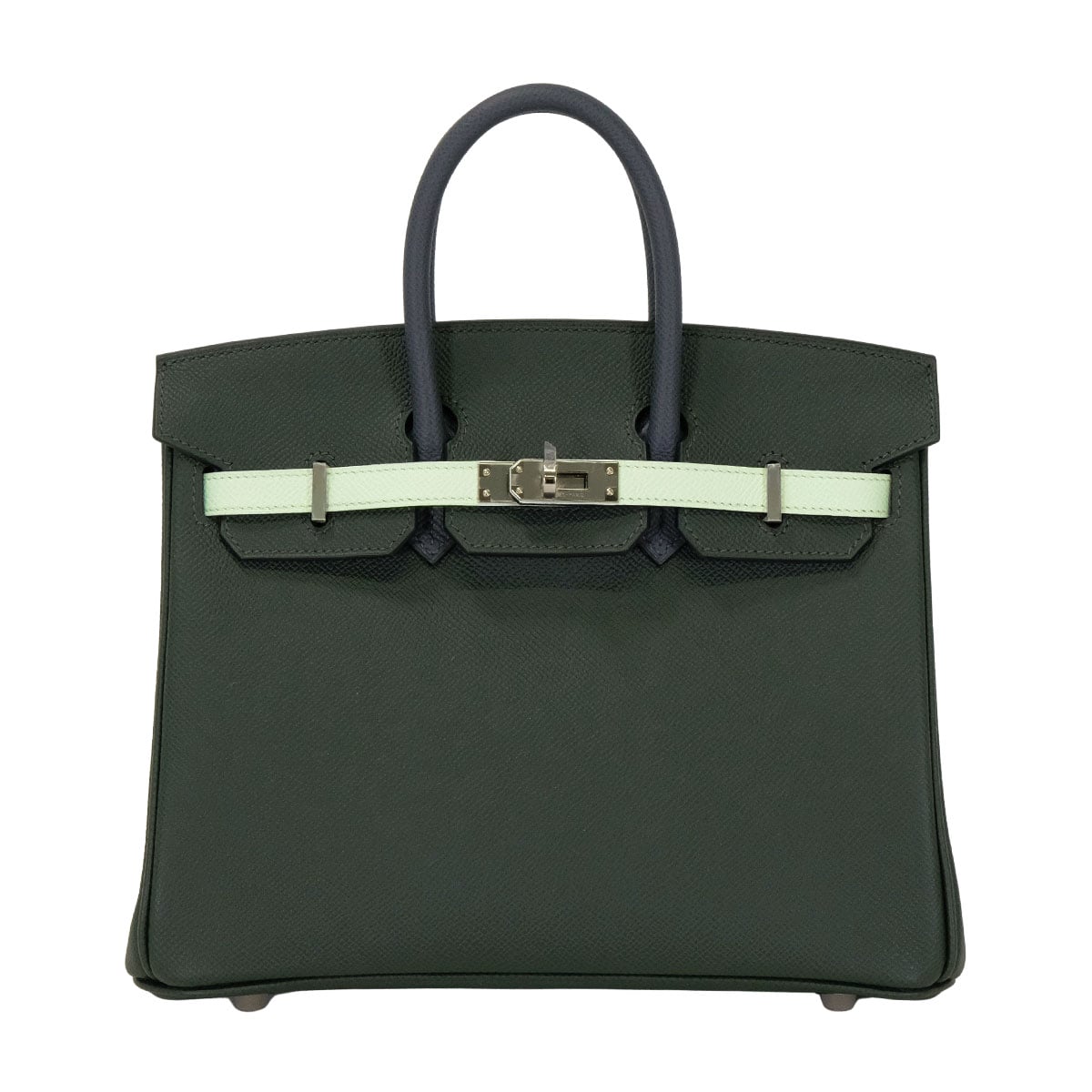 HERMES Handbag Birkin25 Tricolor Vert Fonce/Ardoise/Vert Peppermint Veau Epsom Silver HW Stamp K[BRAND NEW][Authentic]