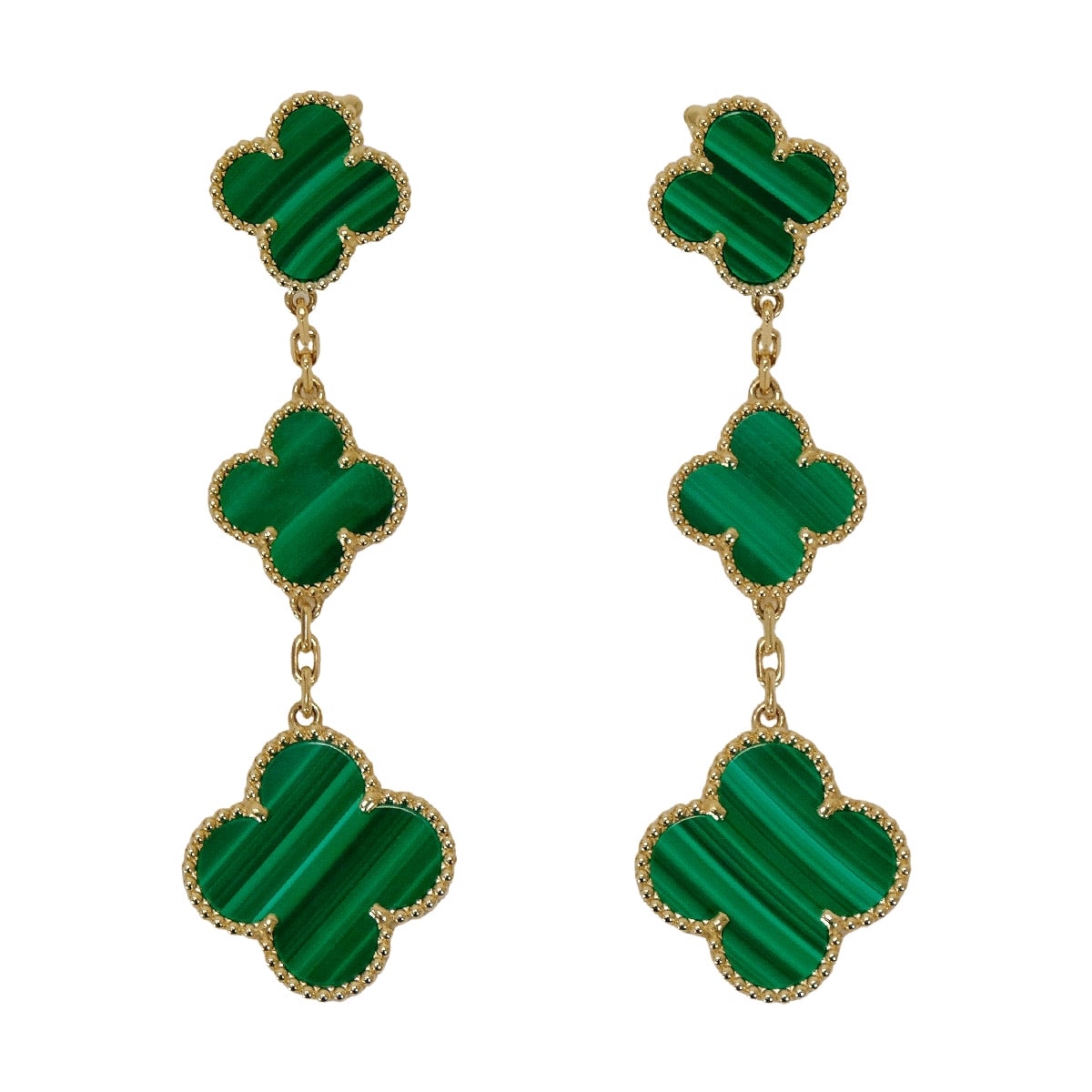 Van Cleef & Arpels pierced earring Magic Alhambra 3motif Green K18YG/Malachite VCARO2AG00[EXCELLENT][Authentic]