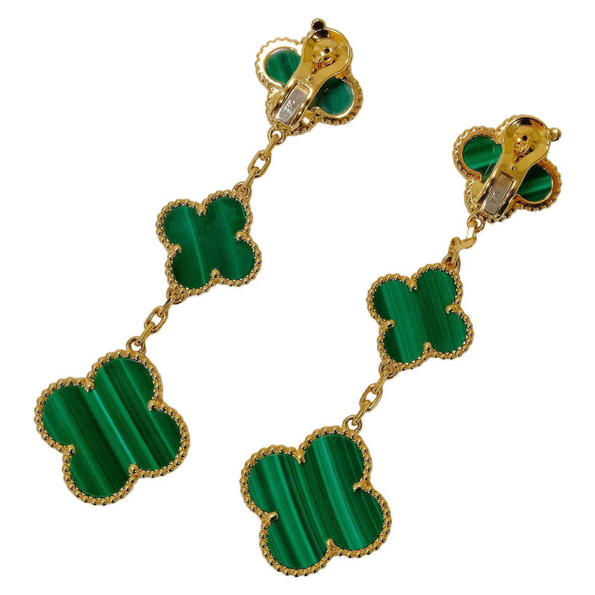 Van Cleef & Arpels pierced earring Magic Alhambra 3motif Green K18YG/Malachite VCARO2AG00[EXCELLENT][Authentic]