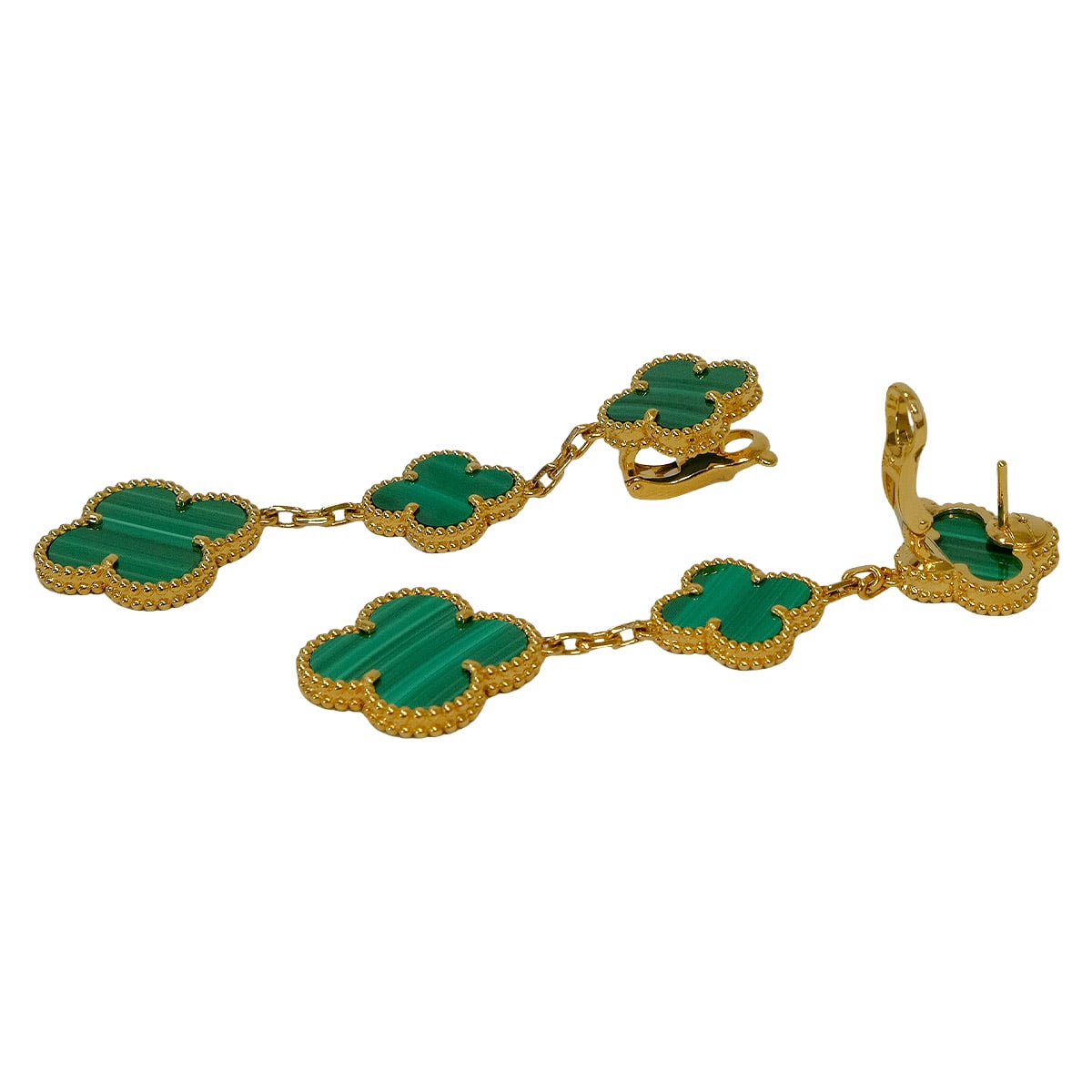 Van Cleef & Arpels pierced earring Magic Alhambra 3motif Green K18YG/Malachite VCARO2AG00[EXCELLENT][Authentic]