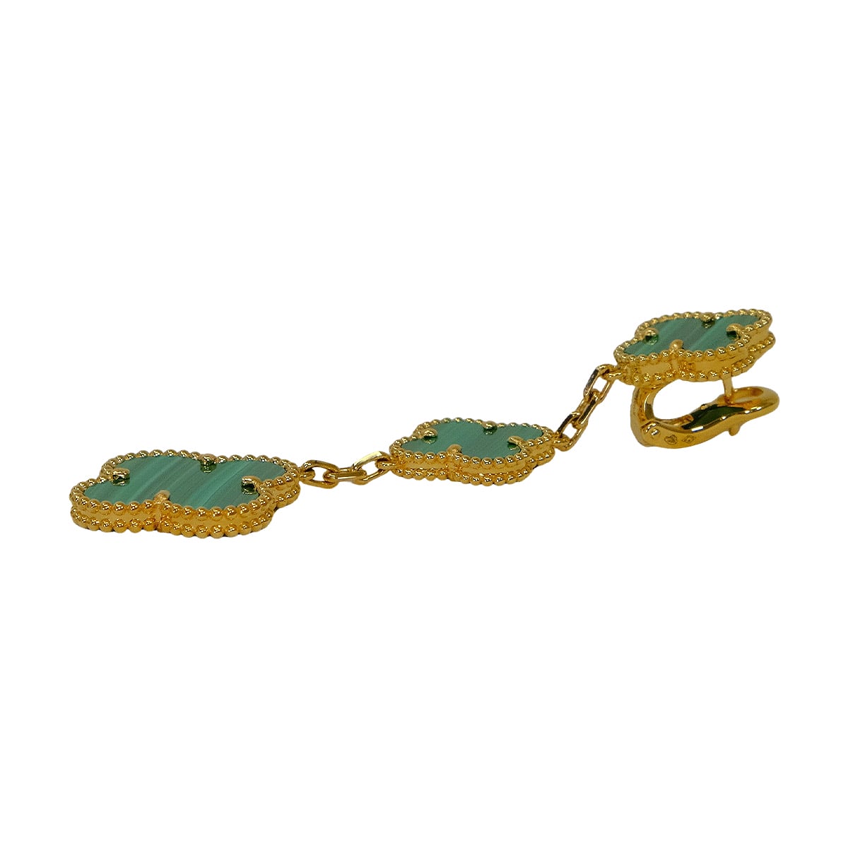 Van Cleef & Arpels pierced earring Magic Alhambra 3motif Green K18YG/Malachite VCARO2AG00[EXCELLENT][Authentic]
