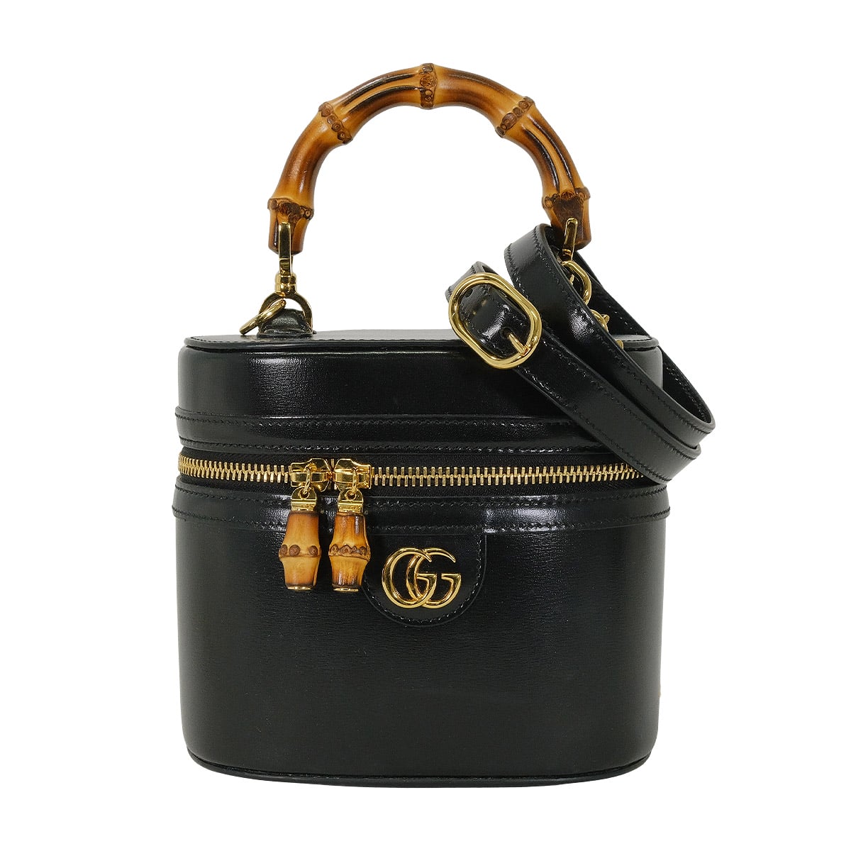 [Pre-loved] 2025SS GUCCI Handbag Vanity Bag Mini Bamboo Handle 2way Noir (Black) Calfskin Gold HW 760200[LIKE NEW][Authentic]