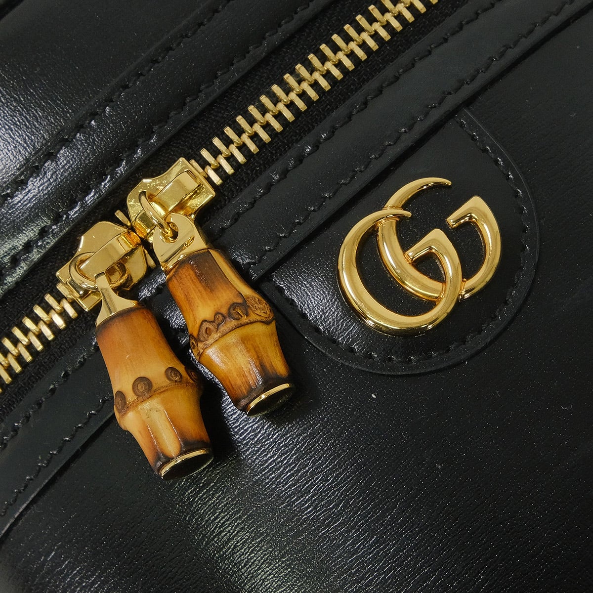 [Pre-loved] 2025SS GUCCI Handbag Vanity Bag Mini Bamboo Handle 2way Noir (Black) Calfskin Gold HW 760200[LIKE NEW][Authentic]