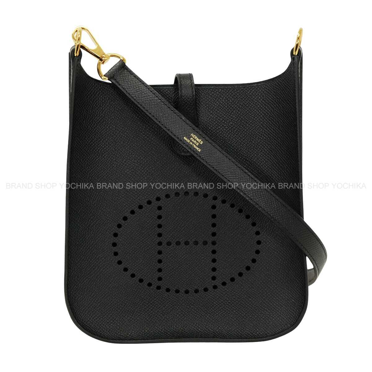 HERMES Shoulder bag Evelyne 16 TPM Sellier Noir (Black) Veau Epsom Gold HW Stamp K[EXCELLENT][Authentic]