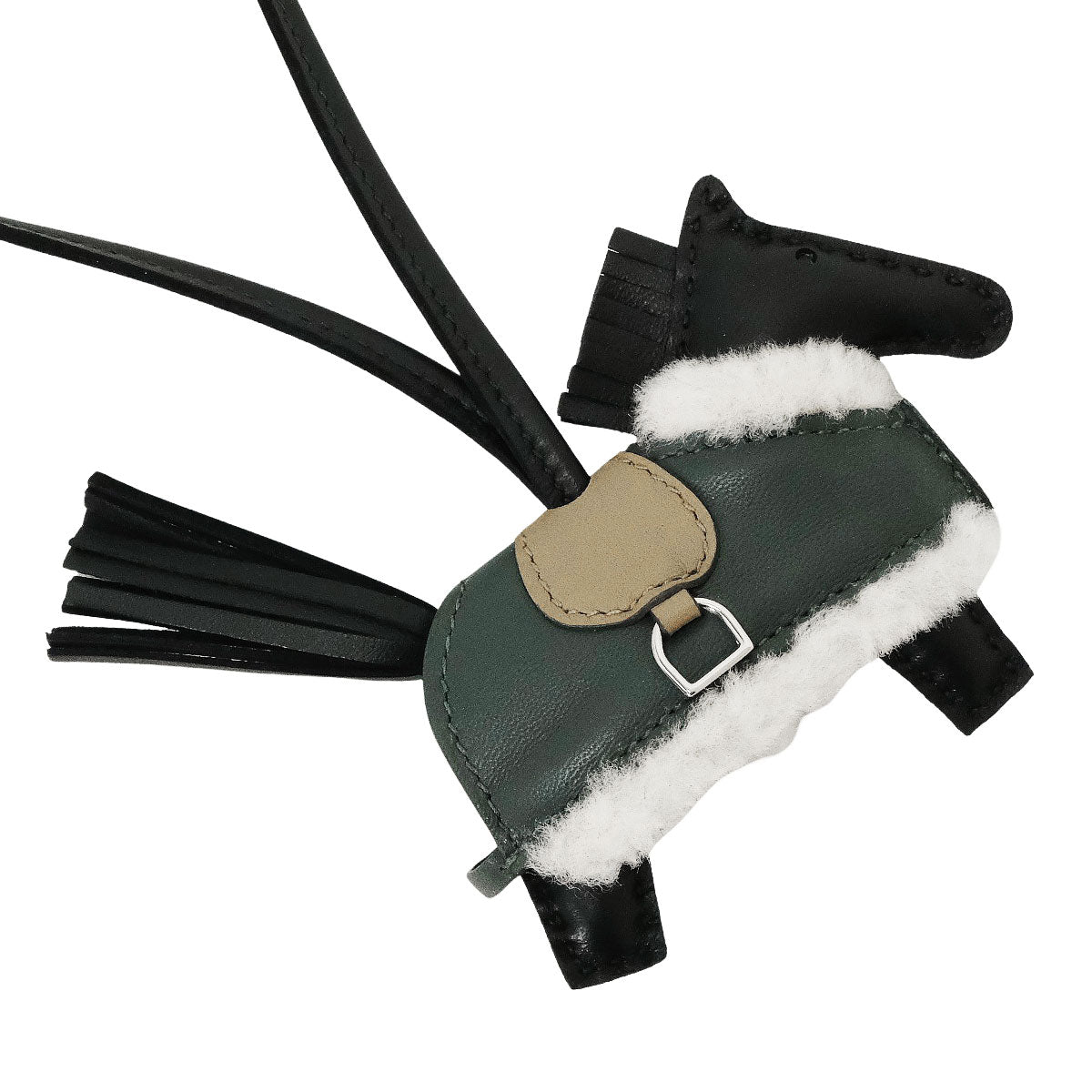 HERMES bag charm Rodeo Robeo Plush PM Noir (Black)/Beige Marfa/Vert Mangrove Agneau Milo/Veau Swift/Mouton Silver HW Stamp G[BRAND NEW][Authentic]