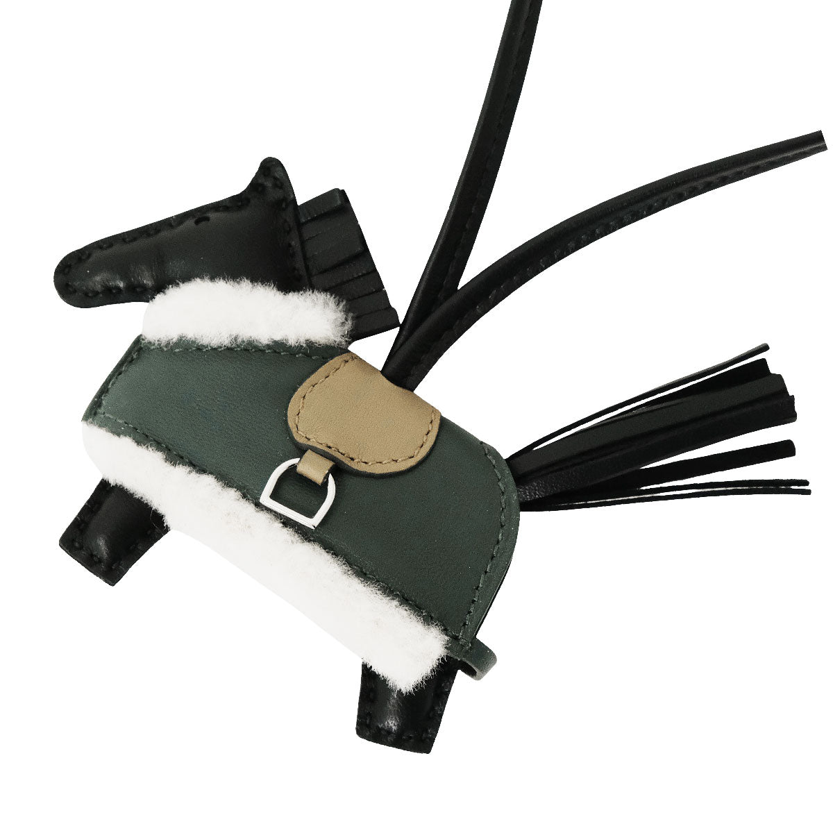 HERMES bag charm Rodeo Robeo Plush PM Noir (Black)/Beige Marfa/Vert Mangrove Agneau Milo/Veau Swift/Mouton Silver HW Stamp G[BRAND NEW][Authentic]