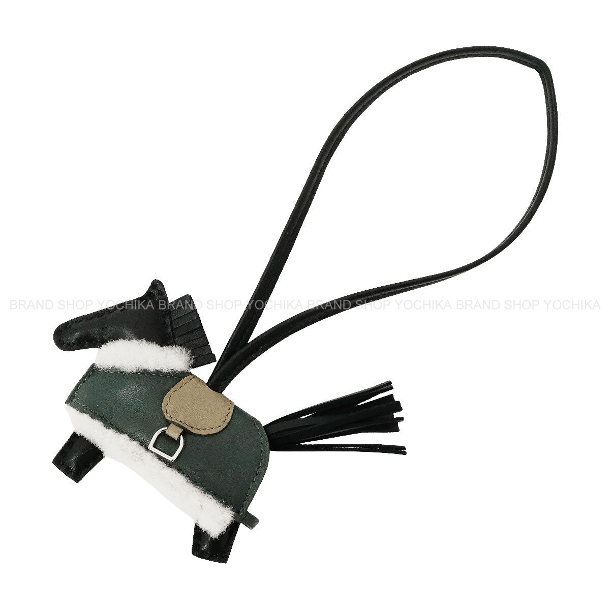 HERMES bag charm Rodeo Robeo Plush PM Noir (Black)/Beige Marfa/Vert Mangrove Agneau Milo/Veau Swift/Mouton Silver HW Stamp G[BRAND NEW][Authentic]