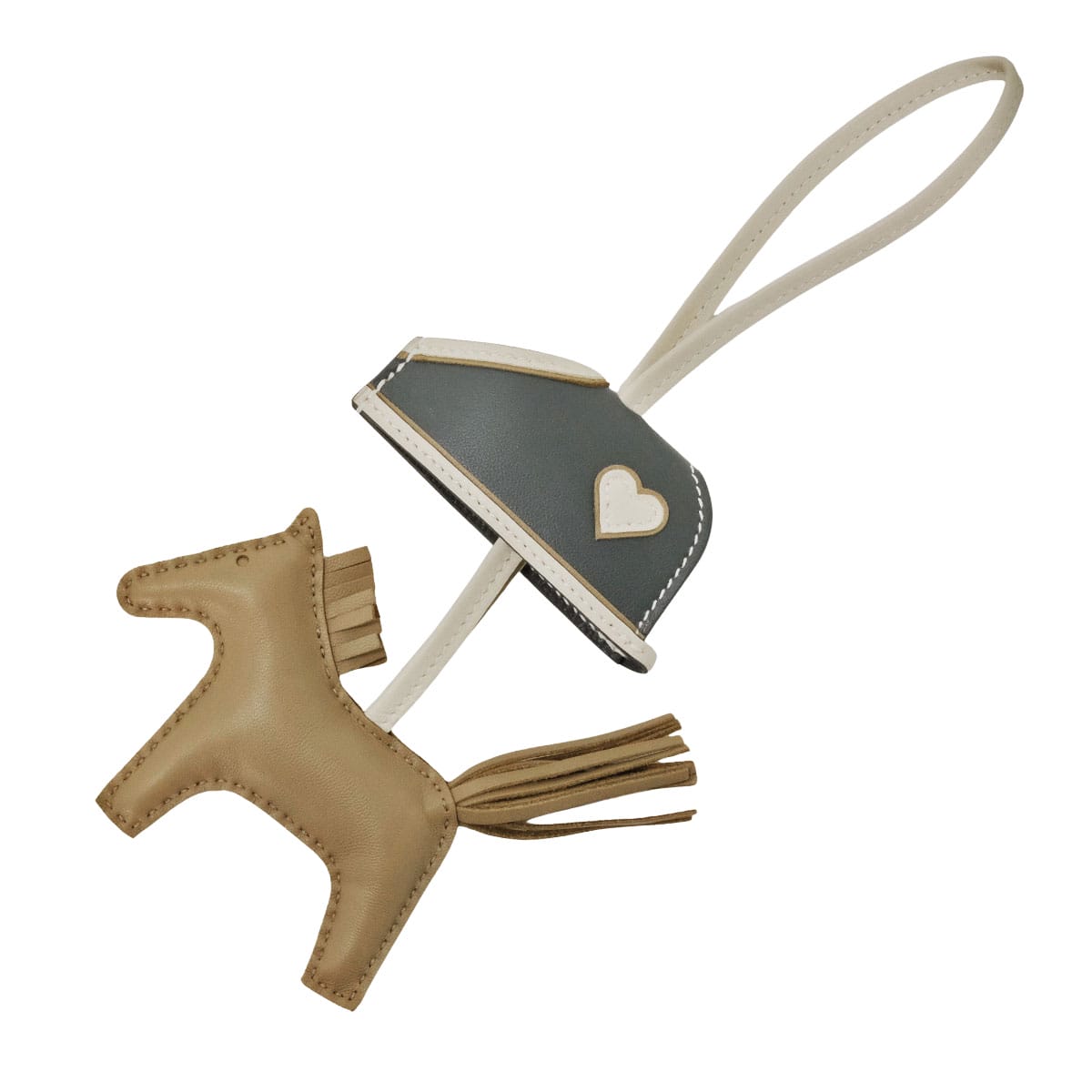 HERMES bag charm Rodeo Robeo Coeur PM Beige Marfa/Craie/Vert Mangrove Agneau Milo/Veau Swift Stamp K[BRAND NEW][Authentic]