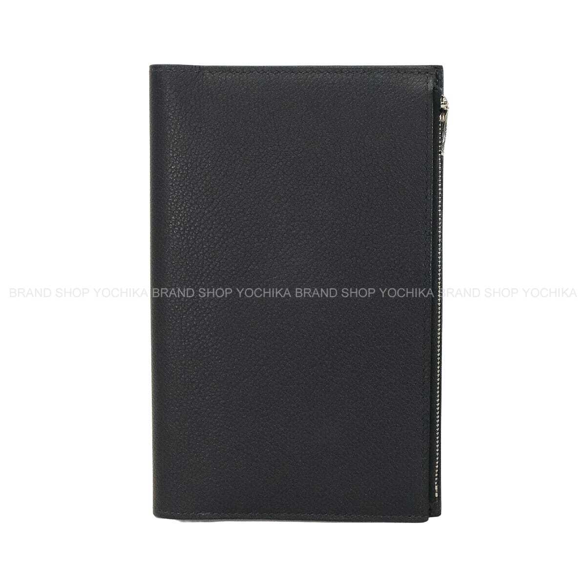 [Pre-loved] HERMES Notebook cover EA Zip PM A6 Caban Evercolor Silver HW Stamp W[LIKE NEW][Authentic]