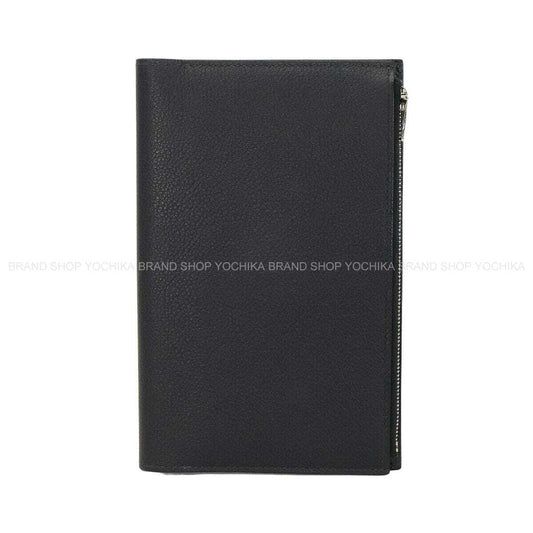 [Pre-loved] HERMES Notebook cover EA Zip PM A6 Caban Evercolor Silver HW Stamp W[LIKE NEW][Authentic]