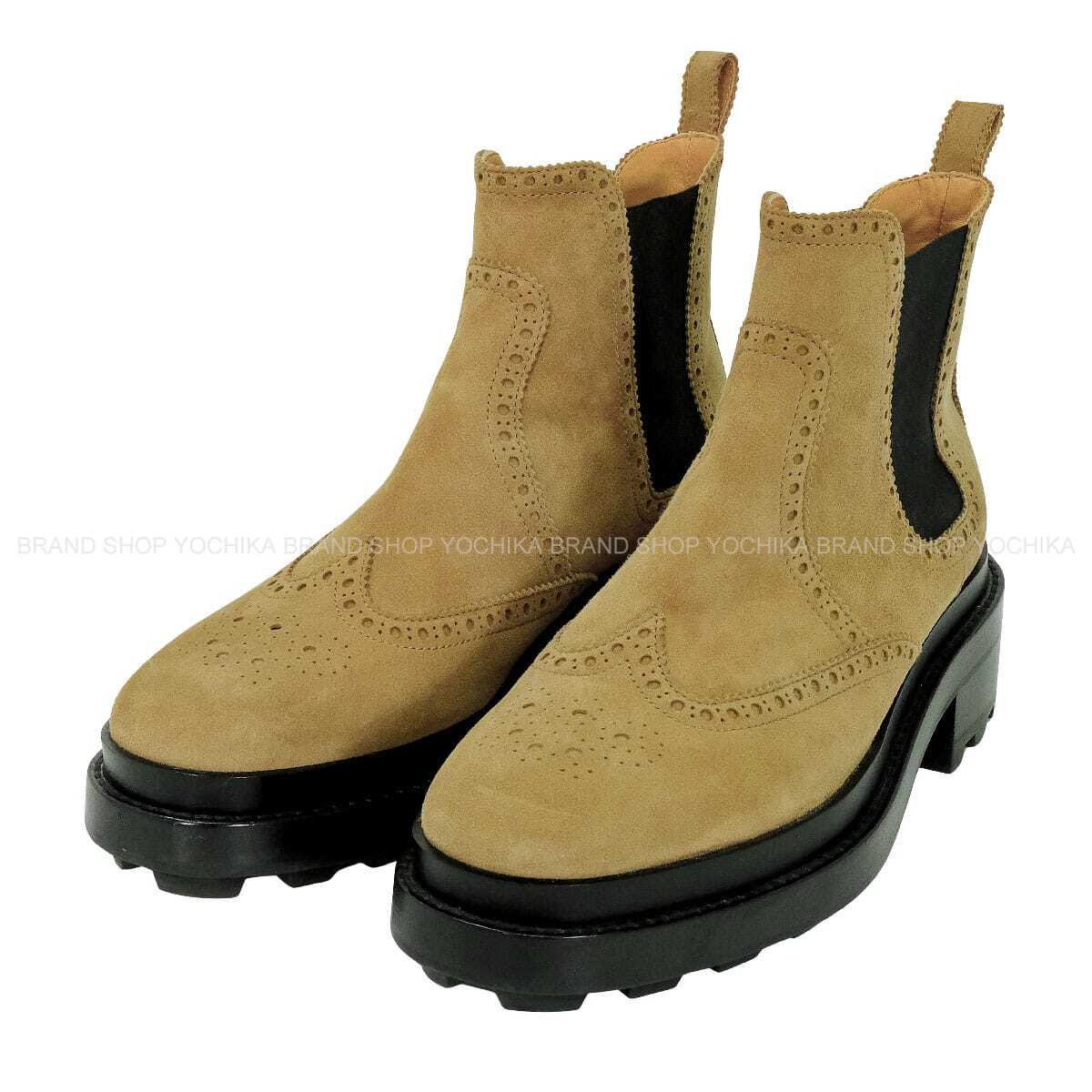 [Pre-loved] HERMES boots Ladies short Legacy Side gore Soldes Beige Suede 38 FA222004Z3852207[LIKE NEW][Authentic]