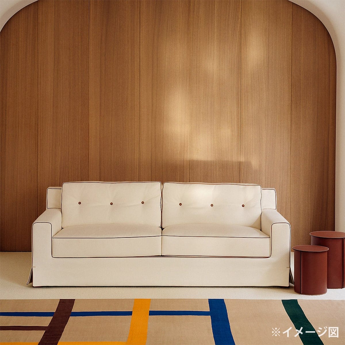 HERMES furniture Sofa Contour d'Hermès 2-seater Ecru/Gold Toile/Taurillon Leather H961828MW01[BRAND NEW][Authentic]