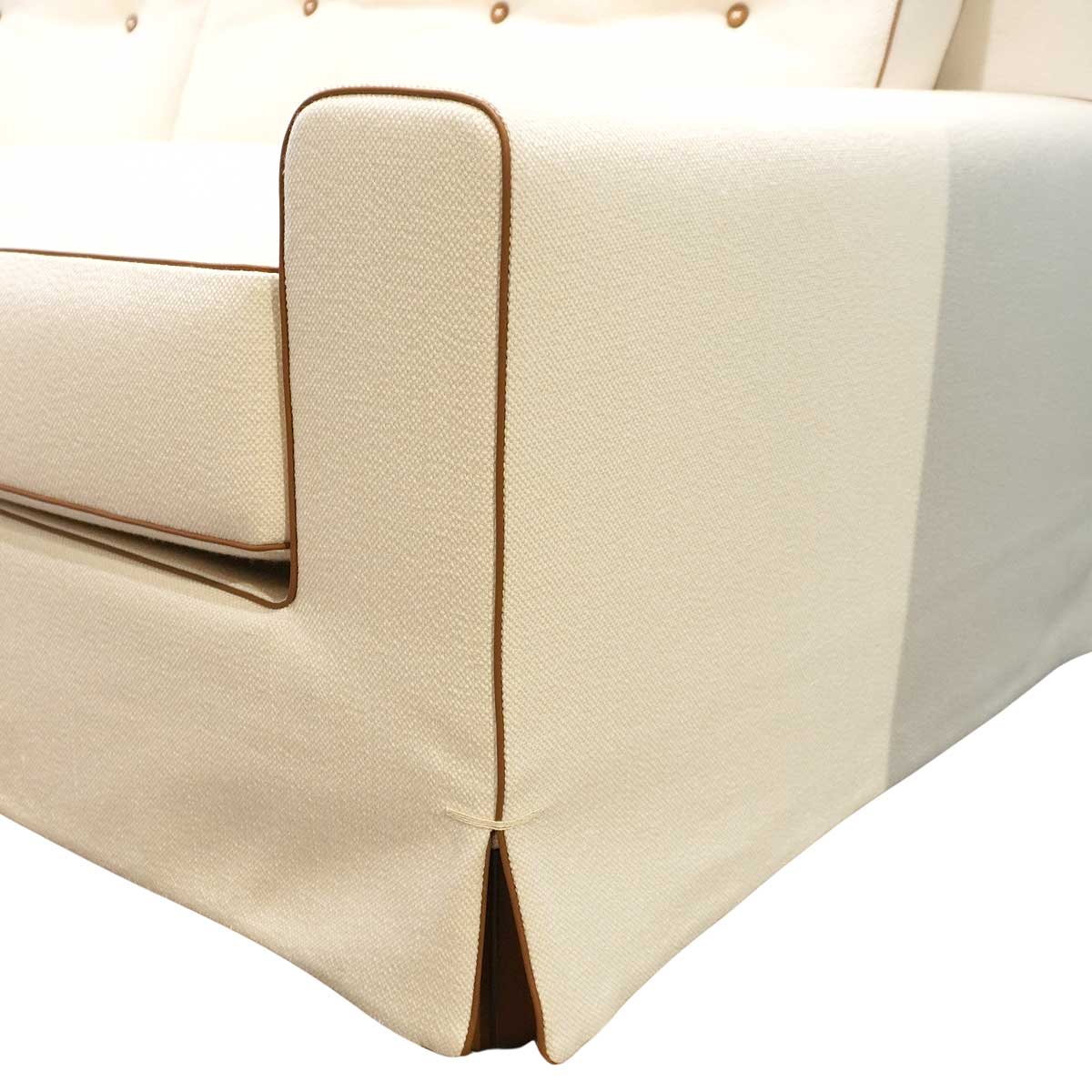 HERMES furniture Sofa Contour d'Hermès 2-seater Ecru/Gold Toile/Taurillon Leather H961828MW01[BRAND NEW][Authentic]