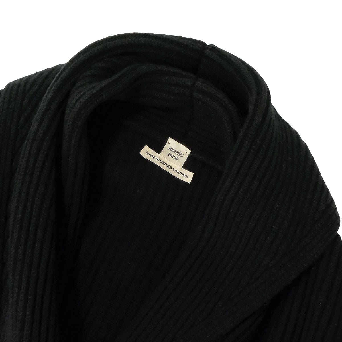 HERMES Cardigan Shawl with Belt Noir (Black) Cashmere Polyamide/Elastane #34 5E2123D1[BRAND NEW][Authentic]