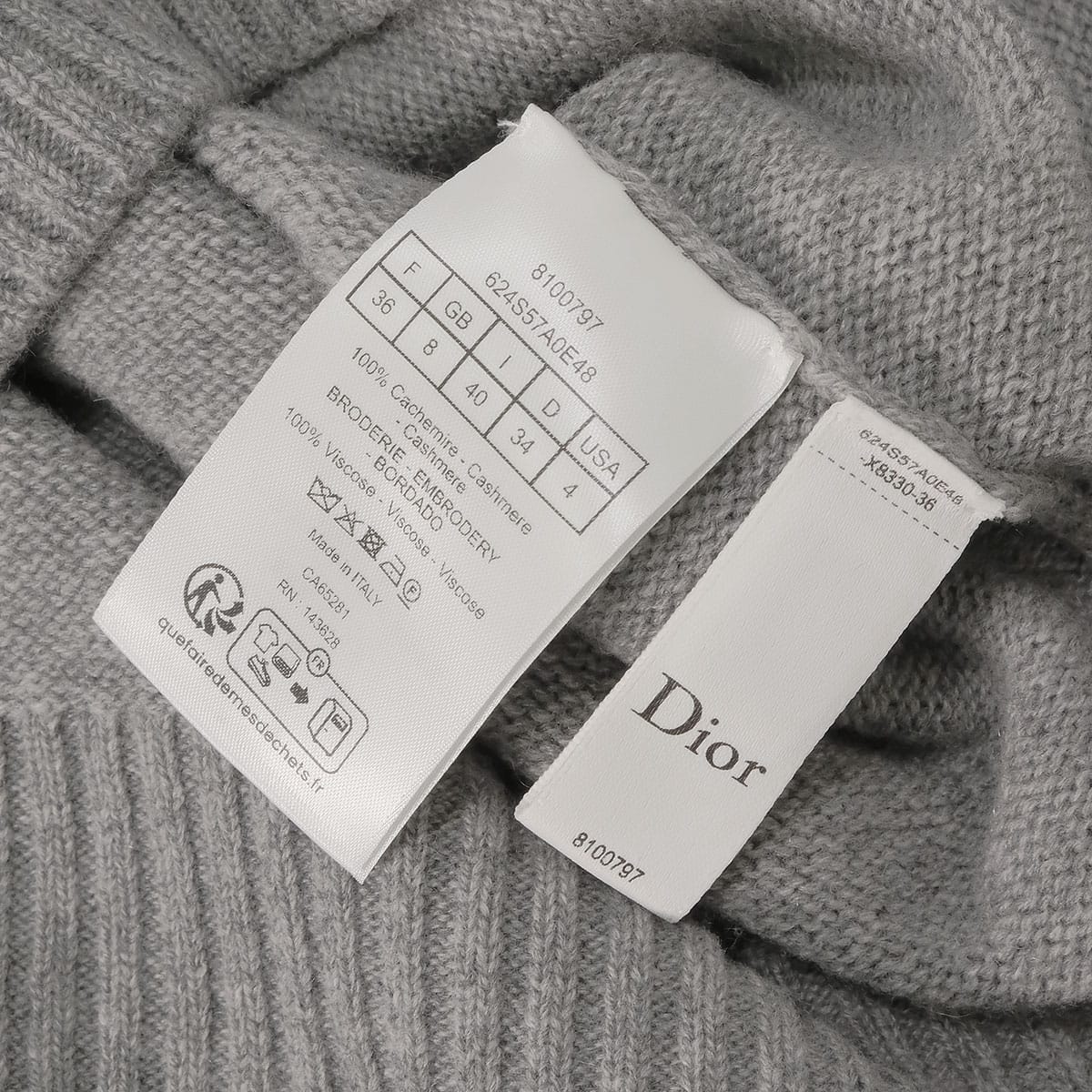 2026 Spring/Summer Dior Knit Sweater No Dior, No Dietrich Embroidery Grey Cashmere #36 624S57A0E48[BRAND NEW][Authentic]