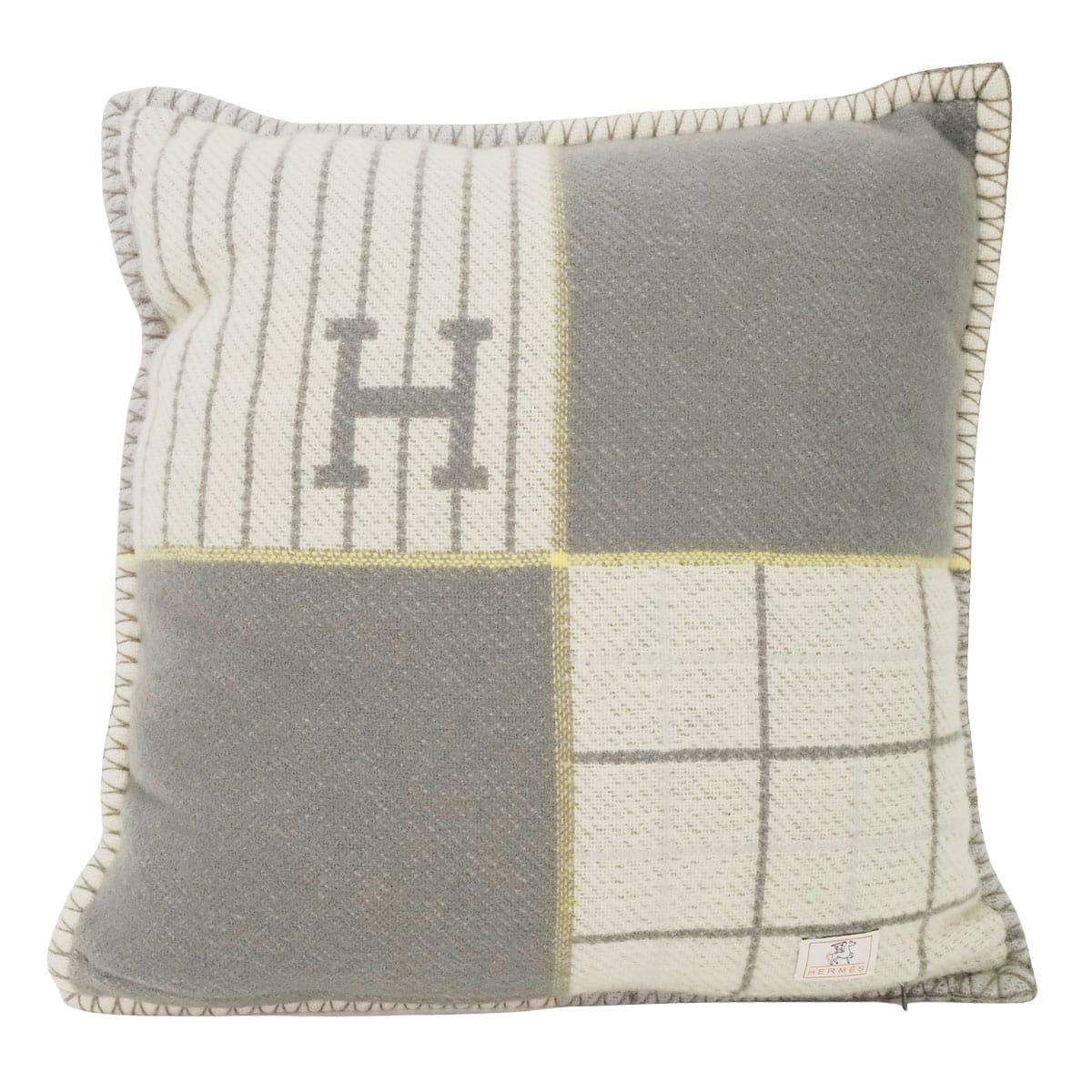 HERMES Cushion Avalon Cabriole pillow Gris Perle Merino Wool90% / Cashmere10%[EXCELLENT][Authentic]