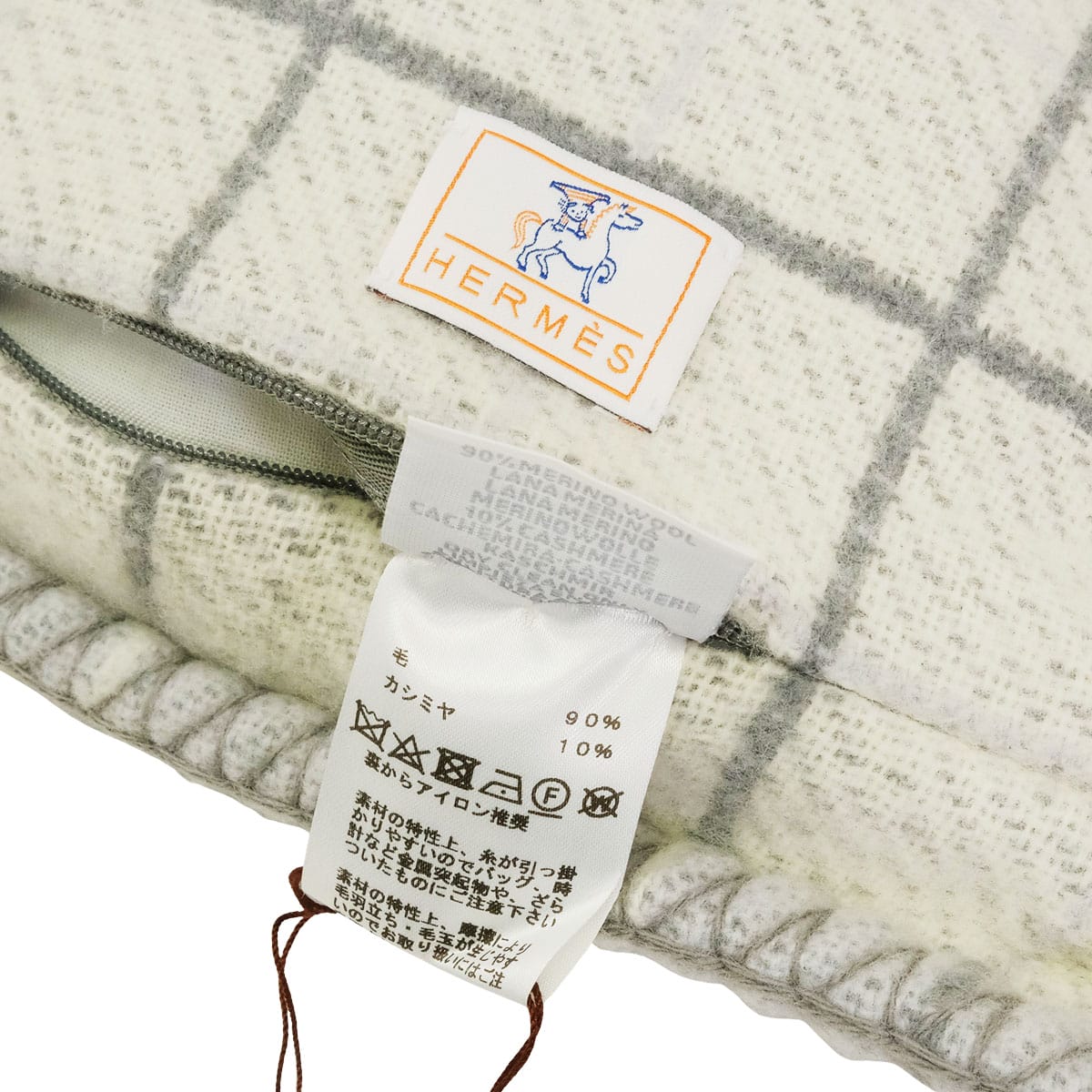 HERMES Cushion Avalon Cabriole pillow Gris Perle Merino Wool90% / Cashmere10%[EXCELLENT][Authentic]