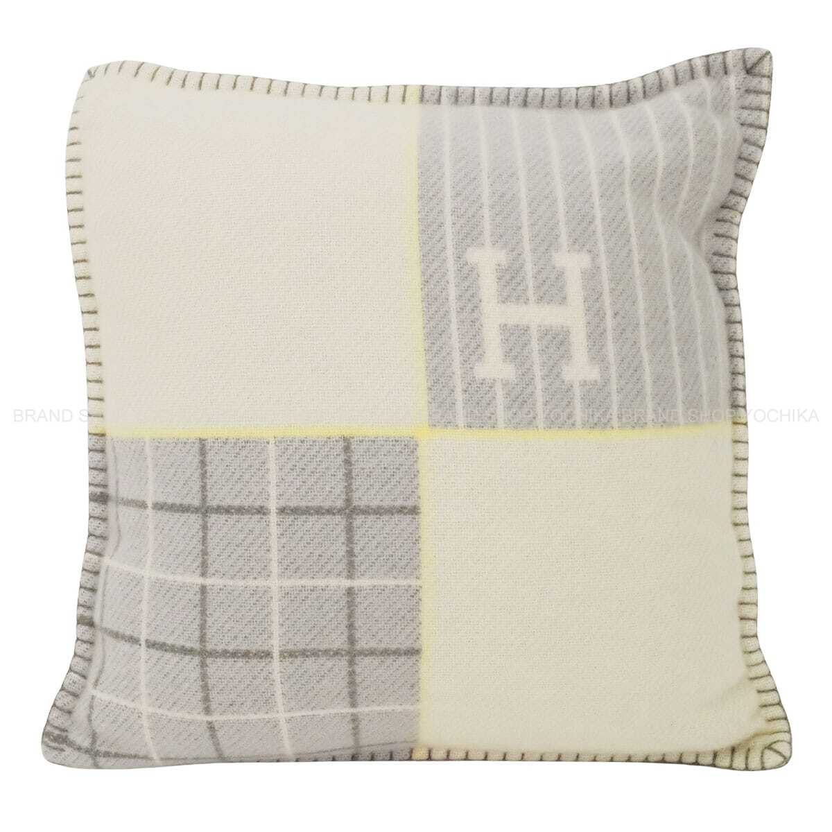 HERMES Cushion Avalon Cabriole pillow Gris Perle Merino Wool90% / Cashmere10%[EXCELLENT][Authentic]