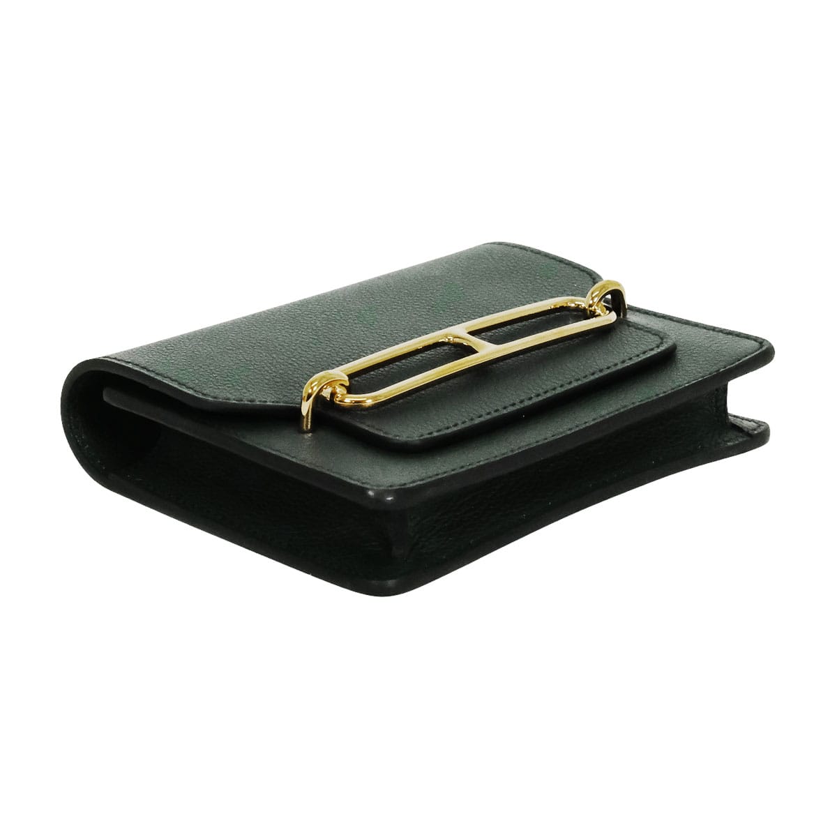 HERMES Bi-fold wallet Roulis Slim Bicolor Vert Rousseau/Mauve Pale Evercolor Gold HW Stamp B[EXCELLENT][Authentic]