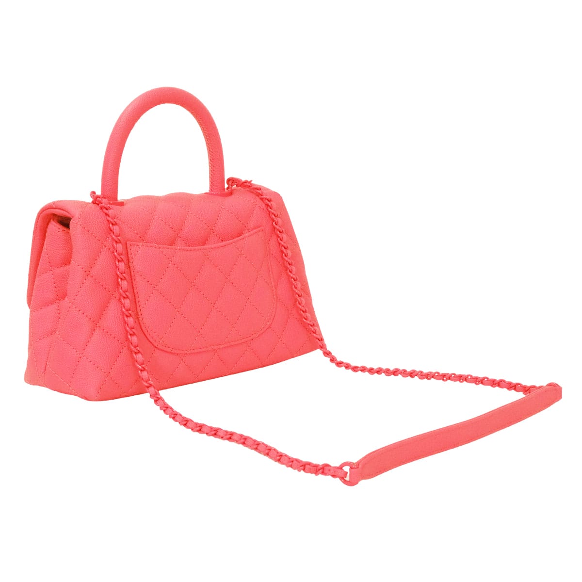 [Pre-loved] CHANEL Shoulder bag Matelasse Small Top Handle COCO Mark Pink Graind Calf(Caviarskin) Pink HW A92990[LIKE NEW][Authentic]