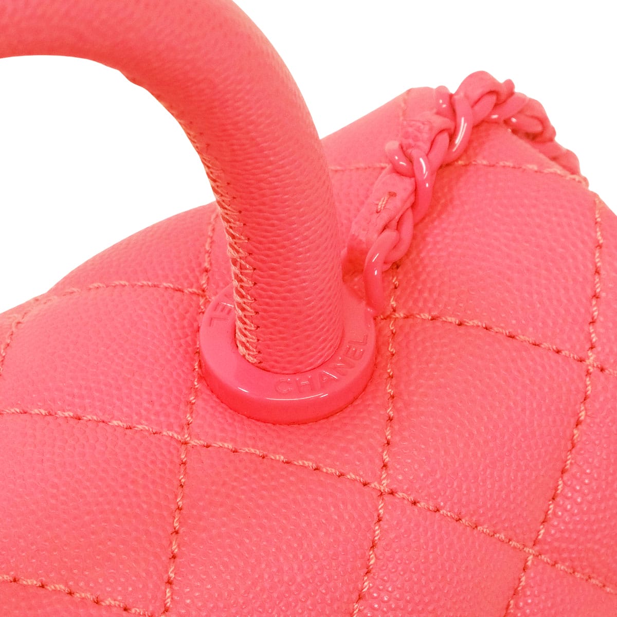 [Pre-loved] CHANEL Shoulder bag Matelasse Small Top Handle COCO Mark Pink Graind Calf(Caviarskin) Pink HW A92990[LIKE NEW][Authentic]