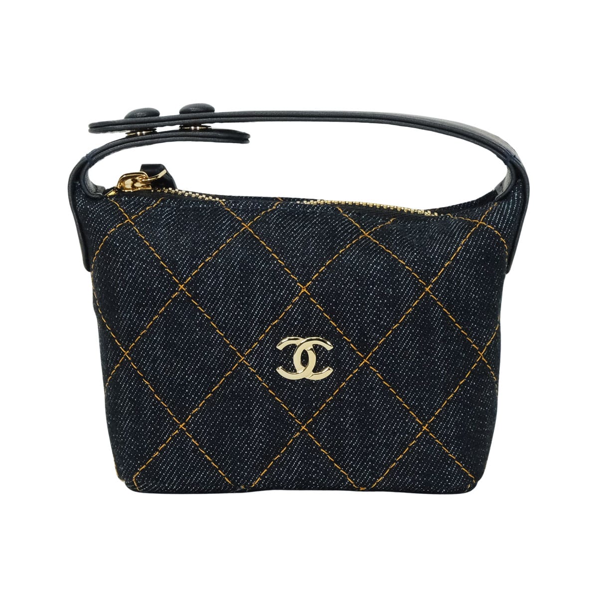 2026 SS New CHANEL Pouch Micro Bag Mini Matelasse Classic COCO MarkDark Blue/Orange Denim Champagne Gold HW[BRAND NEW][Authentic]