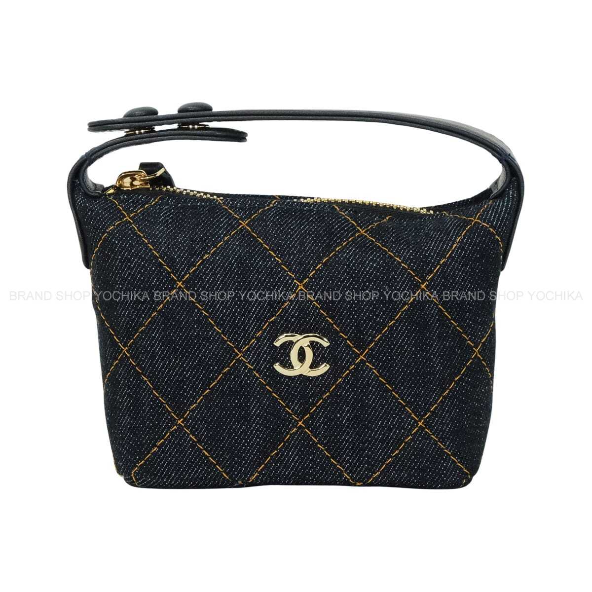 2026 SS New CHANEL Pouch Micro Bag Mini Matelasse Classic COCO MarkDark Blue/Orange Denim Champagne Gold HW[BRAND NEW][Authentic]