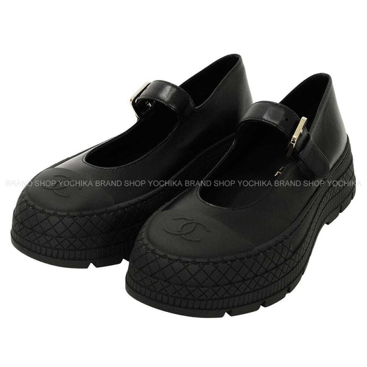 2026 S/S CHANEL slip on Mary Jane Flat Shoes Sneaker Style Platform COCO Mark Noir (Black) Lambskin #37 G47073[EXCELLENT][Authentic]