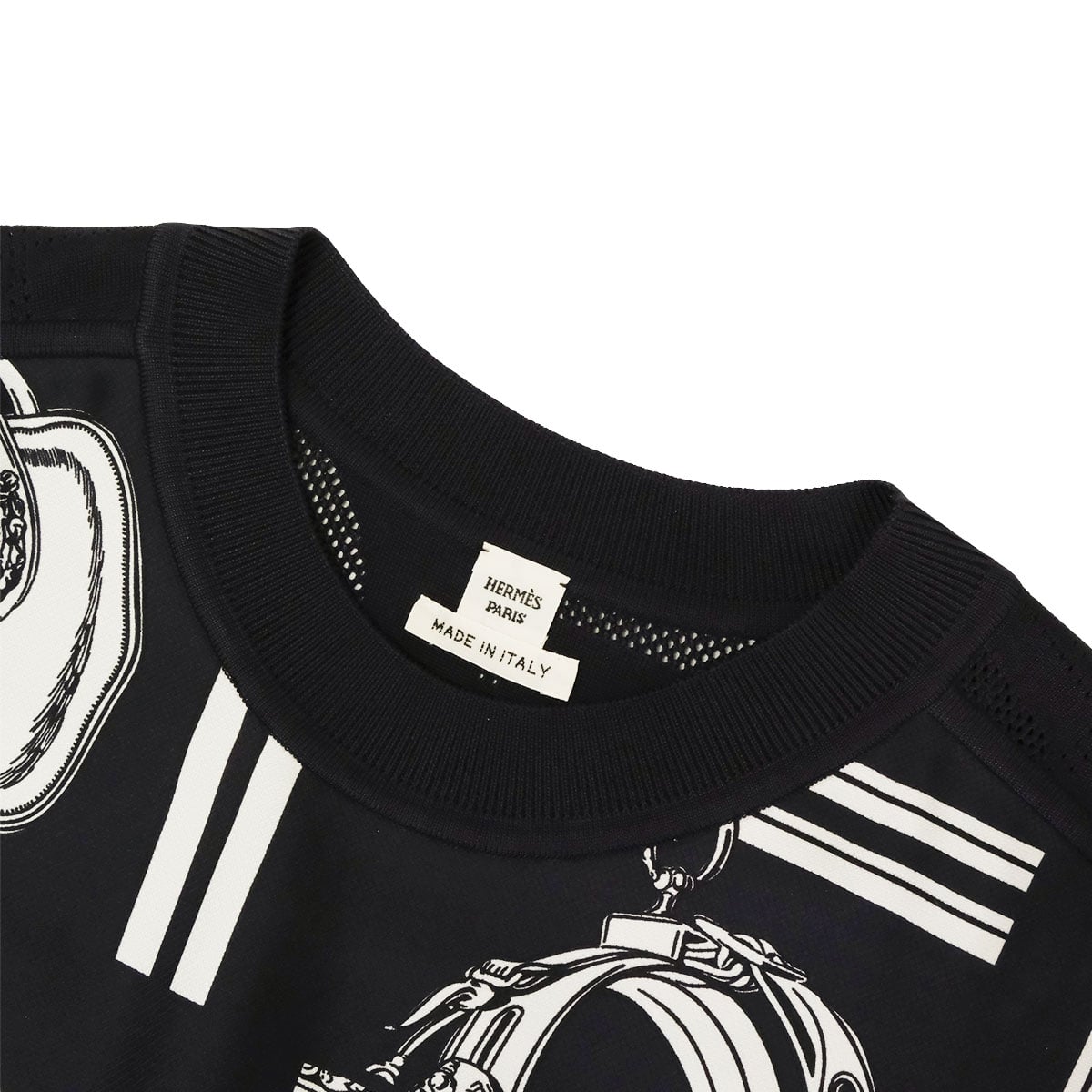 HERMES Knit Long Sleeve Knit Twillaine Desordre Finesse Noir (Black) Silk/Nylon/Polyurethane #38 4E2838DQ[BRAND NEW][Authentic]