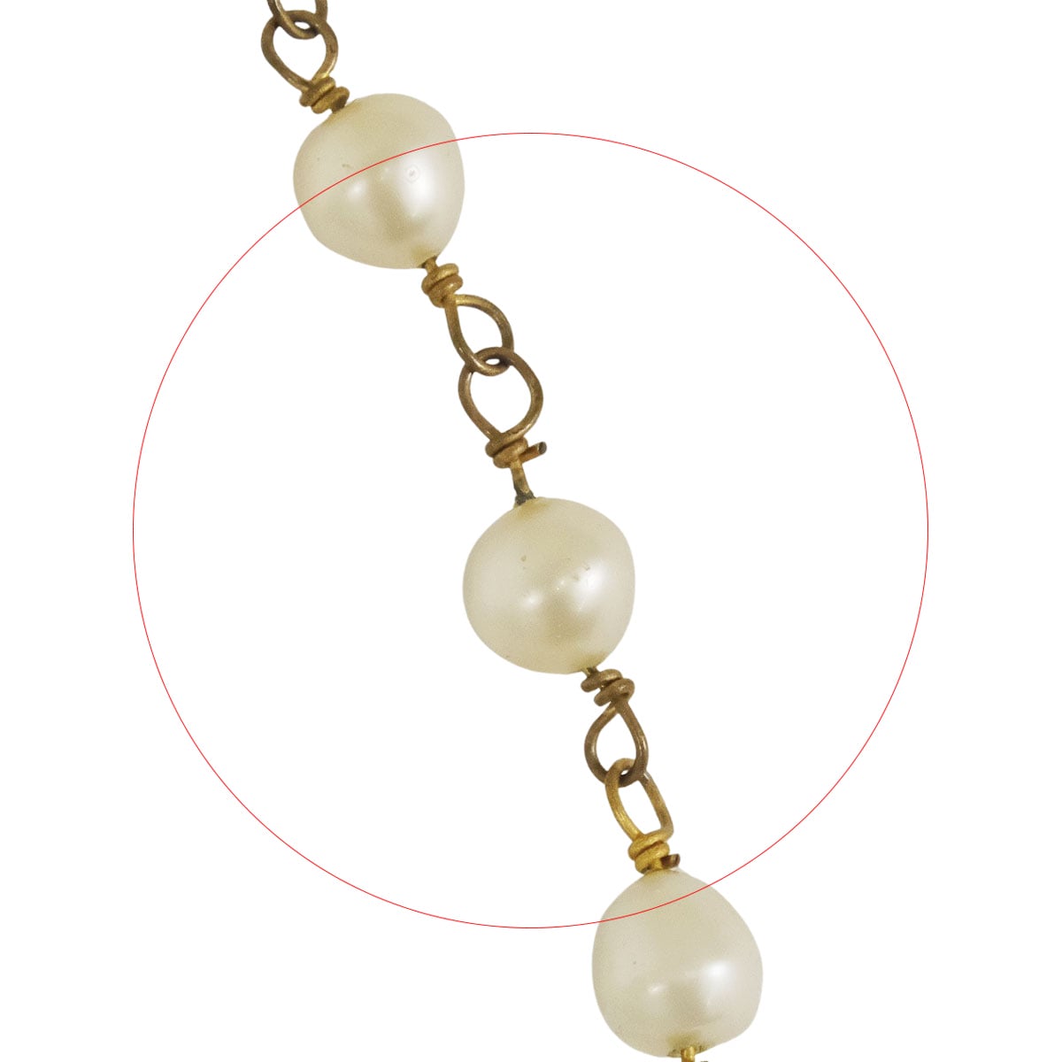 [Pre-loved] CHANEL necklace Long Necklace COCO Mark Vintage Culture Pearl Coin Blanc (White)/Gold Fake Pearl Gold HW[USED A][Authentic]