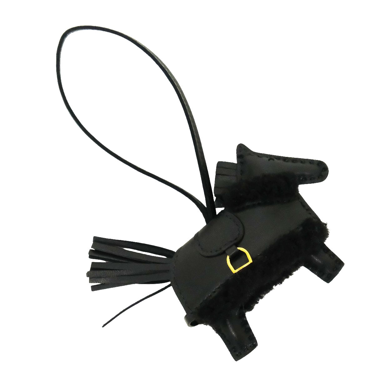 HERMES bag charm Rodeo Robeo Plush PM So Black Noir (Black) Agneau Milo/Mouton Gold HW Stamp G[BRAND NEW][Authentic]