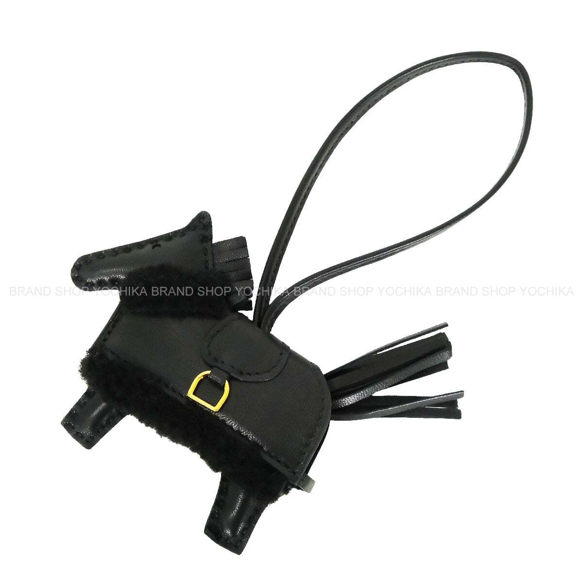 HERMES bag charm Rodeo Robeo Plush PM So Black Noir (Black) Agneau Milo/Mouton Gold HW Stamp G[BRAND NEW][Authentic]
